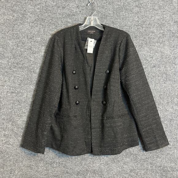 Lane Bryant Womens Blazer Jacket Size 14 Black Textured Metallic Clasp Front - Picture 1 of 11